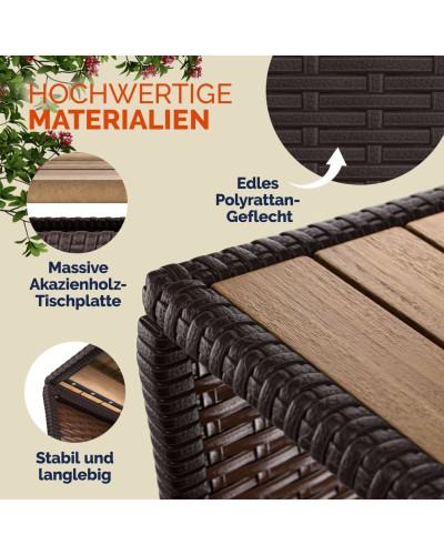 Beistelltisch Rattan Akazie Massivholz Schwarz